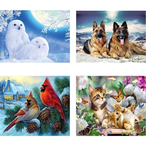 4Pieces/Lot DIY Animal 5D Diamond Painting Full Round Drill Cartoon Diamond Embroidery Cross Stitch Wall Art Home Decor
