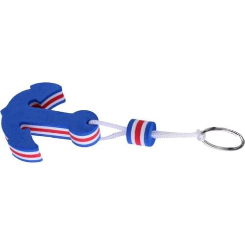 5 Pieces Yachting Boating Floating Key Chain Key Ring - Anchor Shaped Blue