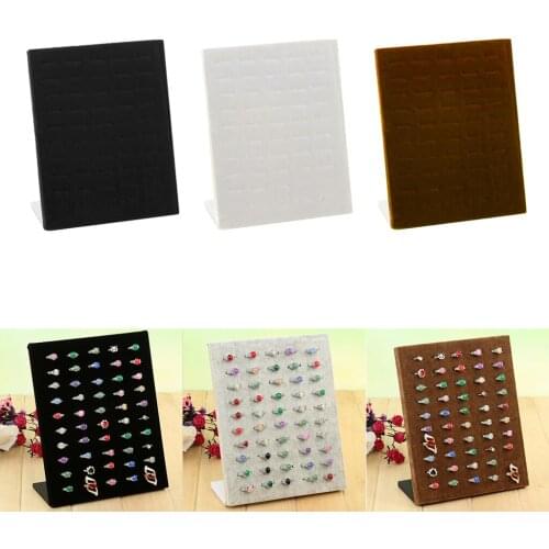 50 Slots Velvet Ring Display Holder Earring Stand Retail Showcase Organizer