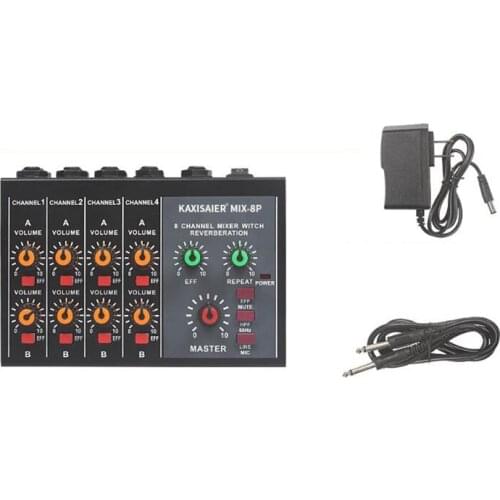 KAXISAIER MIX-8P Reverb 8-Channel Mixer Mini Mixer Small Instrument Microphone Extender Y