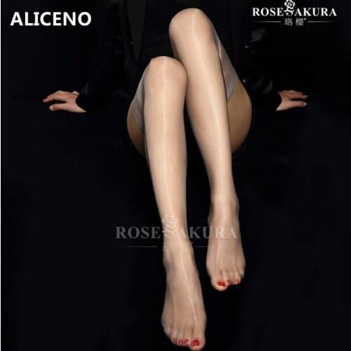ALICENO 1D Sexy Woman Ultra Thin Oil Shiny Thigh High Long Socks Transparent Seamed Over Knee Long Socks Women Nylon 0918