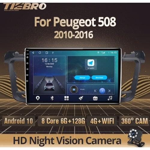 2DIN Android 10.0 Car Auto Radio For Peugeot 508 2010-2016 GPS Navigation Car Multimidia Player DSP Stereo Receiver Car Receiver