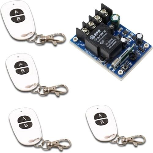 DC12V 24V 36V 48V 30A 1CH Wireless Remote Control Switch 4*Transmitters with Two-button Receiver for Appliances Gate Garage Door