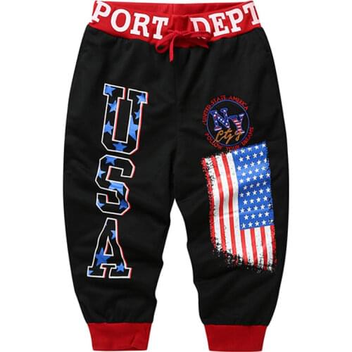 NEW 2021 Summer letters USA printed flag male leisure embroidery pants draw string Hip hop Elastic Waist harem Calf-Length pants