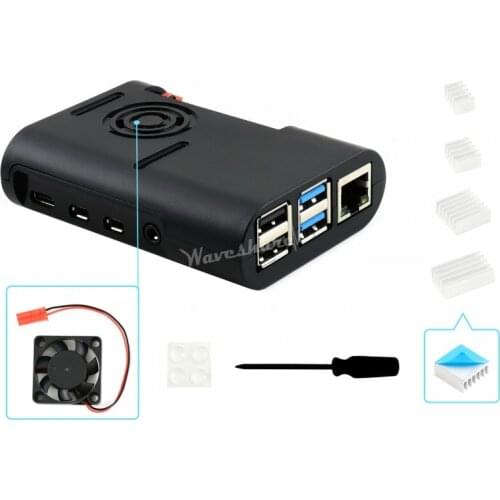 Black ABS Case for Raspberry Pi 4 With Cooling Fan Dust Resistance good Heat Spreading