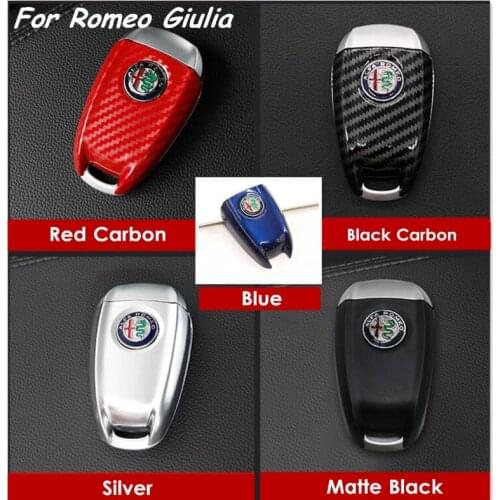 CARBON FIBER LOOKING style colorful ABS car Key Case shell for Alfa romeo giulia Stelvio 2017 18 car accessories