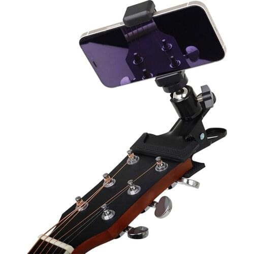 Guitar Head Clip Mobile Phone Holder Stand Guitar Street Singing Lyrics Sheet Music Stand Support Desktop Musical Holder Black