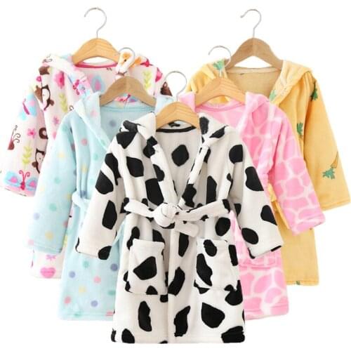 Childrens Pajamas boys and girls Flannel Bathrobe Autumn Winter Kids Pijama Clothes for Girls Soft Cute Baby Sleepwear 2-8 Year