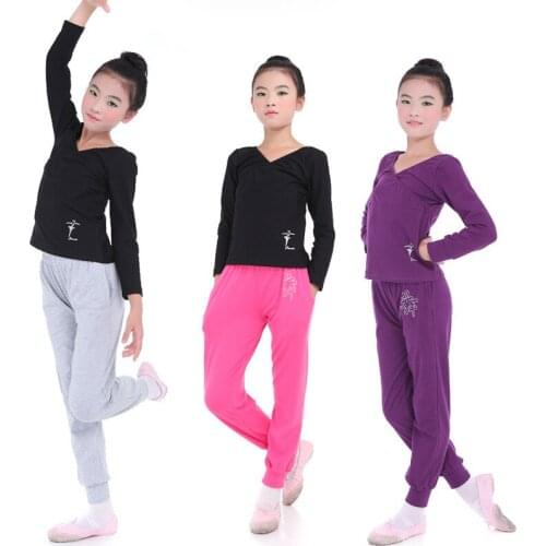 Childrens Dance Practice Costume Children Kids Gymnastics Top /Pants Suit Stage Performances