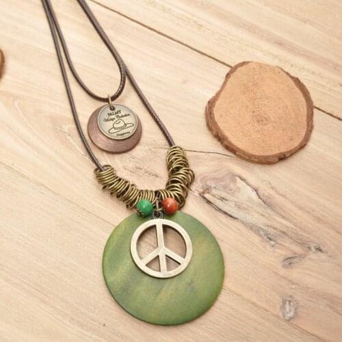 Long Necklace layered Sweater Chain Wax Rope Vintage Peace Cap Star tree of life Pendant Charm Collares Largos lange ketting
