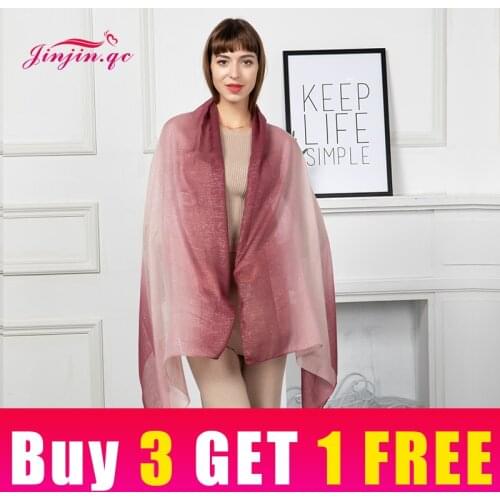 Jinjin.QC 2021 New Women Scarf Viscose Material Solid Color Gold Details Pattern Casual Scarves 180x90cm All Seasons Lightwear