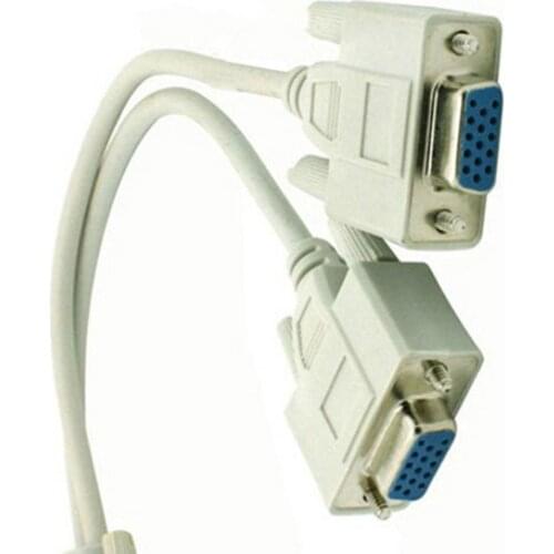 2 VGA SVGA Monitor Male to 2 Dual Female Y Splitter Cable 15 Pin External Adapter