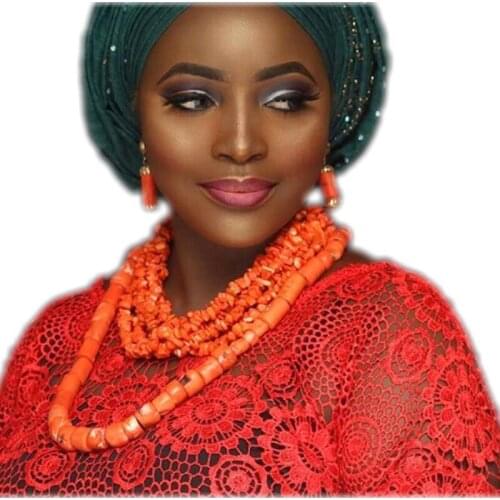 Dodu Layers Original Coral Beads Jewelry Set For Nigerian Traditional Weddings 2020 Necklace Bracelet Earrings Accessories New