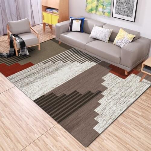 Nordic Retro Geometric Stripe Printing Carpet for Living Room Bedroom Anti-slip Floor Mat Fashion Bathroom Decorative Area Rug