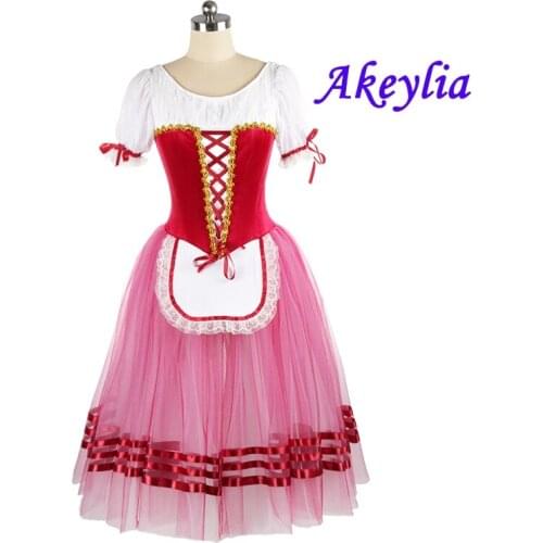Red Ballet Dress Giselle for girl Romantic Ballet Tutu adult long Soft tulle YAGP Professional ballet costume Women JNBL110