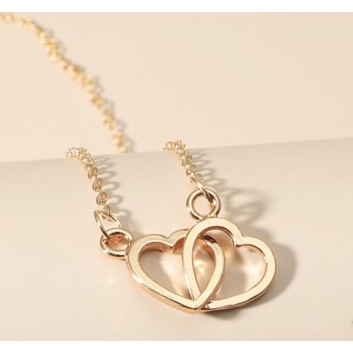 Creative Hollow Love Necklace Double Peach Heart Clavicle Chain Metal Anniversary Love Day Chain Accessories Girlfriend Gift