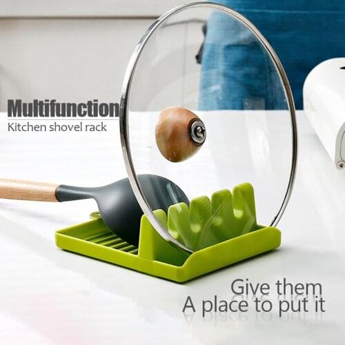 Kitchen Spoon Holders Fork Spatula Rack Shelf Organizer Plastic Spoon Rest Chopsticks Holder Non-slip Spoons Pad Kitchen Utensil