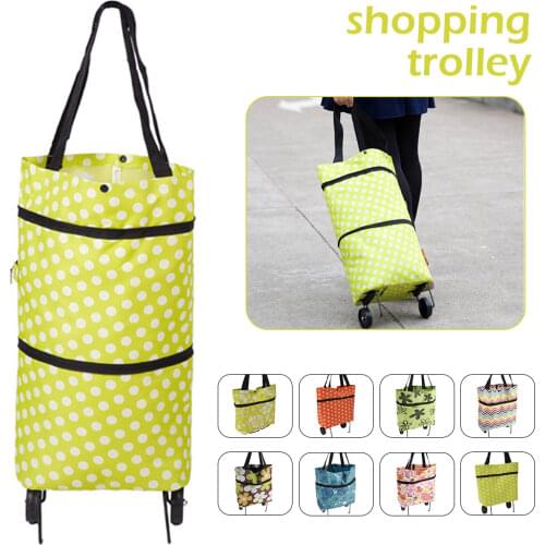 72L High Capacity Shopping Food Organizer Shopping Trolley Cart Handbag With 2 Wheels Folding Shopping Pull Trolley Shopping Bag