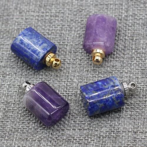 Hot Selling Perfume Bottle Pendant Natural Stone Rectangle Semi-Precious For Jewelry Making Charms DIY Necklace Accessory