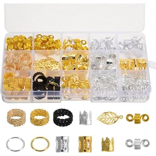 200pcs/lots Metal Hair Coil Beads Braids Punk Cuffs Beads Dreadlocks Hair Braid Tool Women Men Hair Braid Styling Tools