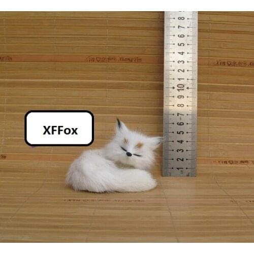 Mini real life white fox model plastic&furs sleeping fox doll gift about 8x7x7cm xf1650