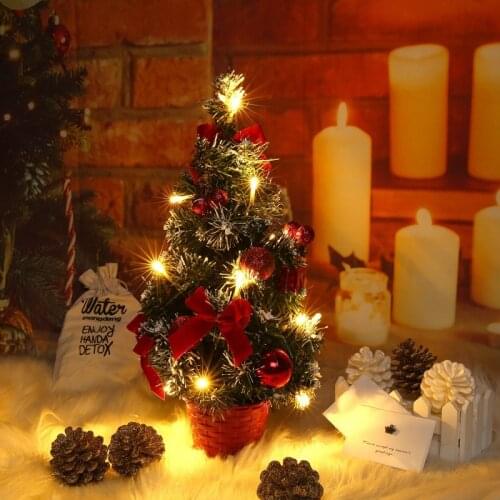 20/30/40CM Mini Table Christmas Tree LED light home Decoration Tabletop Pine Tree Xmas Tree Christmas Decoration New Year Gifts