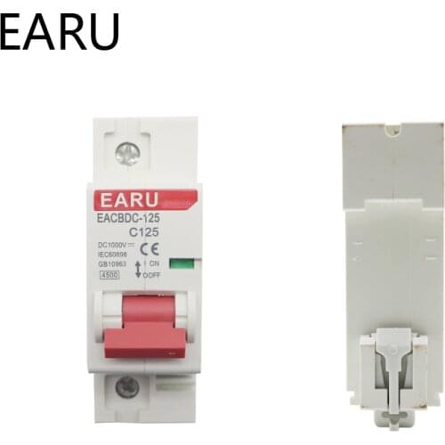 DC 1000V 125A 1P Solar Mini Circuit Breaker Overload Protection Switch 80A 100A 125A 1P DC1000V MCB for Photovoltaic PV System