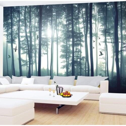 Fashion Customize Wall Stickers Mysterious forest Wall Mural Decals Background for Living Room Art Home Deco Photo Wallpaper