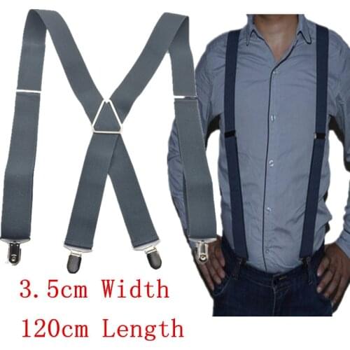 Free shipping Men large size xl Clip-on Braces Elastic 3.5cm Wide black Suspenders/gallus 3.5*120cm Wholesale & Retail