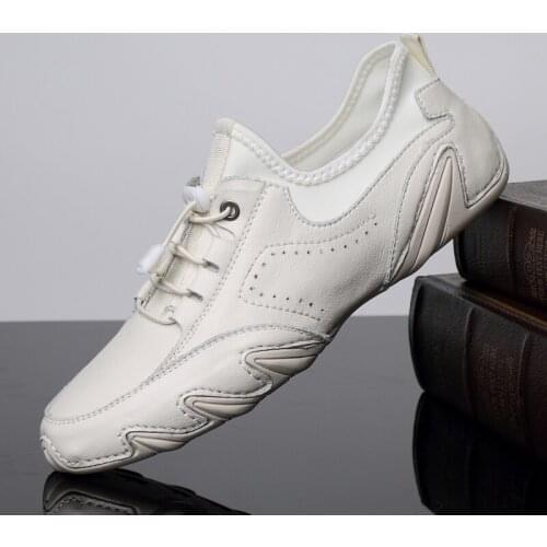 Mens Sneakers Genuine Leather Mens Shoes Casual Slip on Loafers Shoes High Quality Summer Autumn Driving Shoes Male Soft Flats