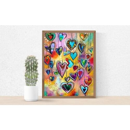 5D Poured Glue Diamond Painting Kit Scalloped Edge Crystal Full Drill Round Art Mosaic Heart Velvet Canvas Embroidery Home Decor