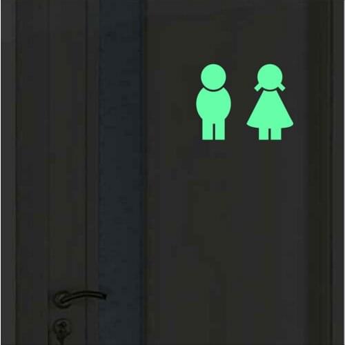 Boy Girl Washroom Toilet Bathroom Sign Door Sticker Glow in the Dark WC Wall Sticker Home Decoration Luminous Indication Decal