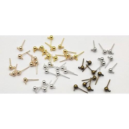 New Arrival! 3-5mm 500pcs Ball Shape Ear Stud for Handmade Earrings make DIY Parts,Jewelry Accessories Findings&Component