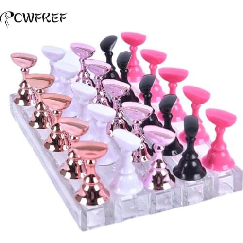 1Set False Nail Tips Practice Trainning Display Stand Holder Base Alloy Crystal Nail Art Polish Display Manicure Tools