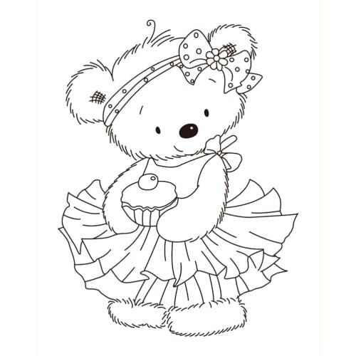 10x8 Bear wearing a beautiful dress Transparent Clear Stamps Silicone Seals for DIY scrapbooking photo album Card Making