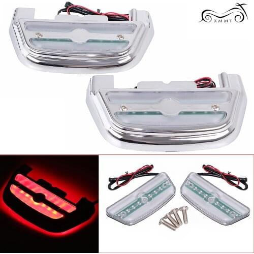 Rear Passenger Footboard Pedal Footrest Black ABS Cover LED Lighted For Touring Trike Softail Dyna Electra Glide