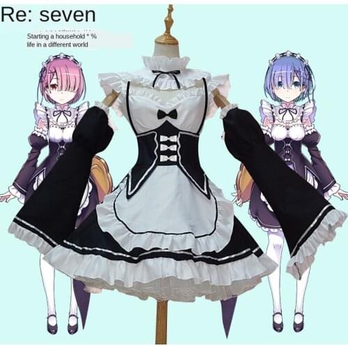 Lolita Zero-Based A Different World Life REM Ram REM WOMENS Cosplay Costume Maid Cloth Maid Anime Vocaloid Cosplay