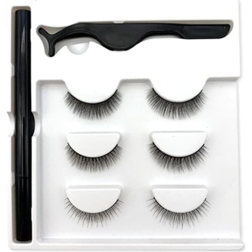 Waterproof Three Pairs Of 3D Magnetic Eyeliner Liquid False Eyelashes Set Magnet Eyelashes Makeup Tools Accessories Eyelashes
