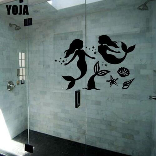 YOJA 24x36.2CM（One Group）Mermaid Princess Decoration Bathroom Shower Glass Wall Sticker G2-0012