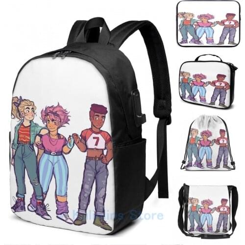 Funny Graphic print Best Friends Squad but FASHIONABLE USB Charge Backpack men School bags Women bag Travel laptop bag