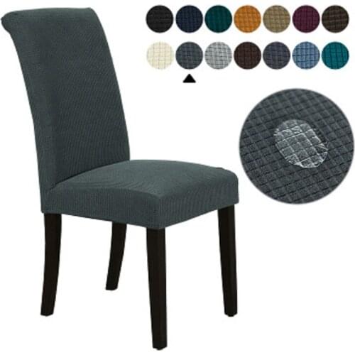 Jacquard Plain Dining Waterproof Chair Cover Spandex Elastic Chair Slipcover Case Stretch Chair Cover for Wedding Hotel Banquet