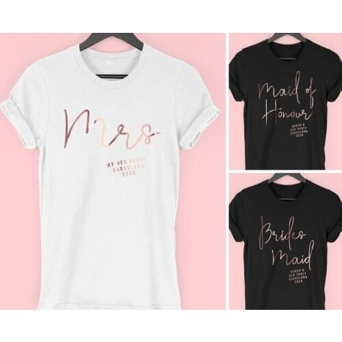 Rose gold ladies party T-shirts, ladies party T-shirts, ladies party shirts, brides want to be T-shirts women clothes Cotton