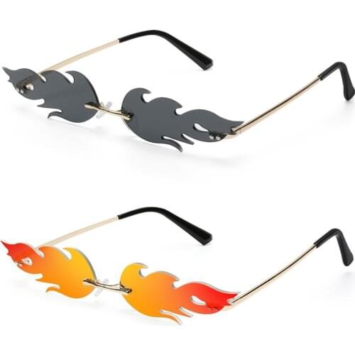 Women Men Eyewear Narrow Sunglasses Trending Rimless Wave Sun Glasses Fashion Sunglasses Fire Flame