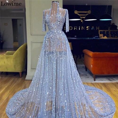 High Fashion Heavy Handmade Prom Dress Long Illusion Evening Dress Special Occasion Gowns Turkish Celebrity Pageant Vestidos