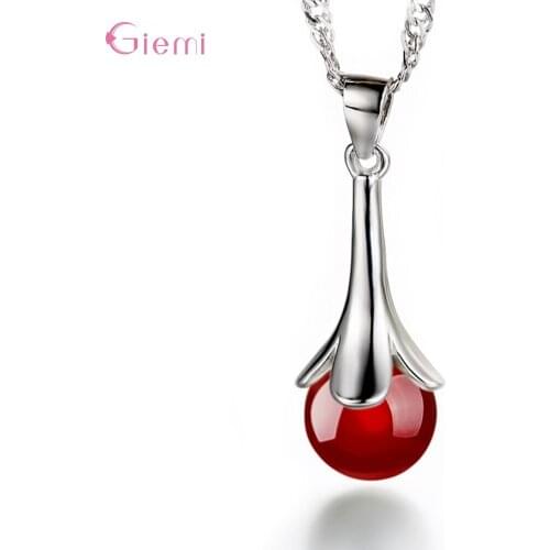 Simple Elegant 925 Sterling Silver Flower Pendant Necklace For Women Ladies Natural Stone Necklace Ornament Jewelry