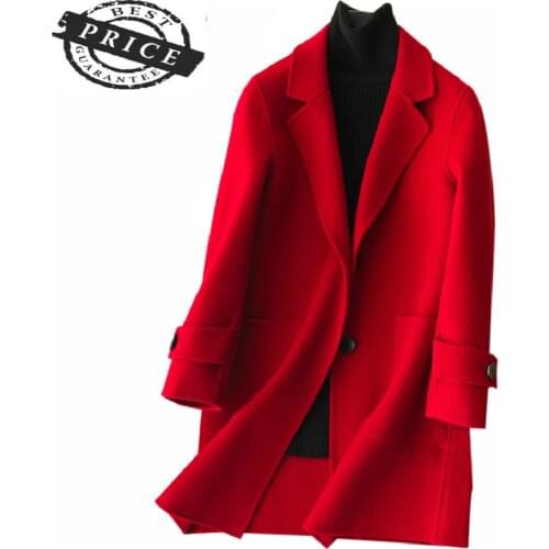 Coat Women Wool 2021 Winter Long Jacket Elegant Woolen Jackets Autumn Ladies Coats Korean Clothes Casaco Feminino LWLa61