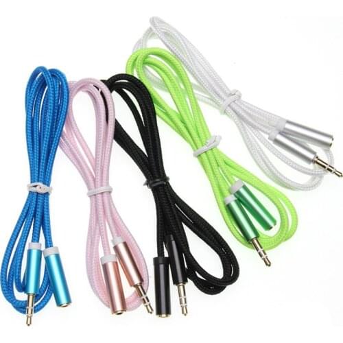 1m 3.5mm Jack Male to Female Aux Cable M/F Audio Stereo Extension Cord for Huawei P20 Car Headphone MP3/4 Player PC 300pcs