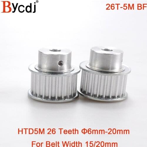 26 Teeth HTD 5M Synchronous Pulley Bore 6/6.35/8/10/12/14/15/16/17/18/19/20mm for Width 15/20mm BF HTD5M Timing Belts wheel 26T