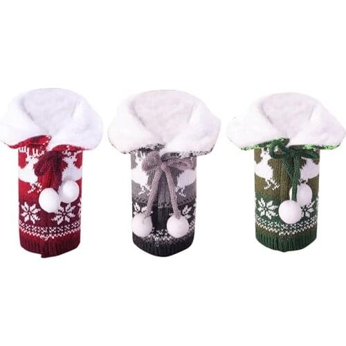 3 Pcs Christmas Elk Sweater Wine Bottle Cover, Reusable Wine Bottle Cover for Holiday Party Xmas Table Home Decoration