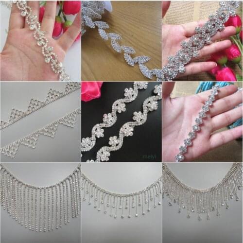 30cm Rhinestone Crystal Chain Bling Diamante Lace Diamond Belt Trim Ribbon Necklace Applique Gem Sparkle Wedding Dress